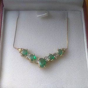 14k Emerald Diamond Necklace